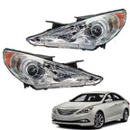 Right+Left Headlights For 2011-14 Sonata Amber Corner Halogen Clear Lens