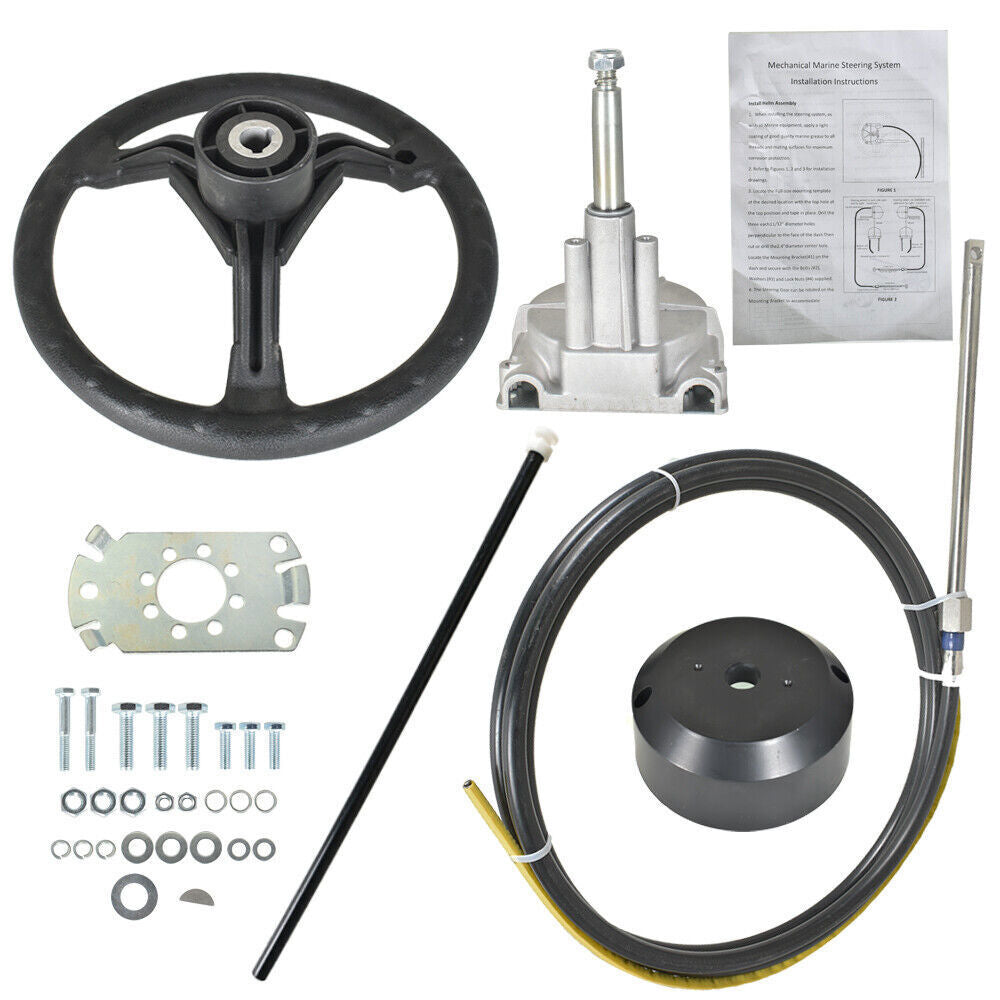 13 Feet Boat Rotary Steering System Outboard Kit Marine With 13.5" Wheel SS13713