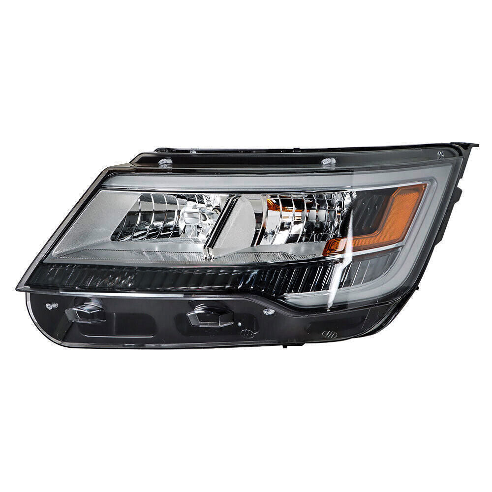 Left Headlight For 2016-2018 Ford Explorer Halogen w/ LED DRL Clear Lens