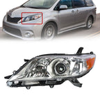 Left Side Headlight For 2011-2020 Toyota Sienna Halogen Chrome Housing
