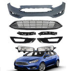 Front Bumper Cover&Upper Grille w/ Fog Light For 2015-2018 Ford Focus