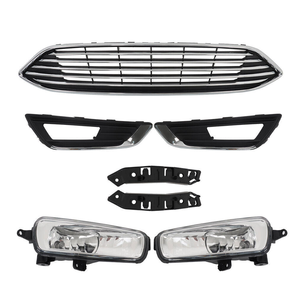 Front Bumper Cover&Upper Grille w/ Fog Light For 2015-2018 Ford Focus