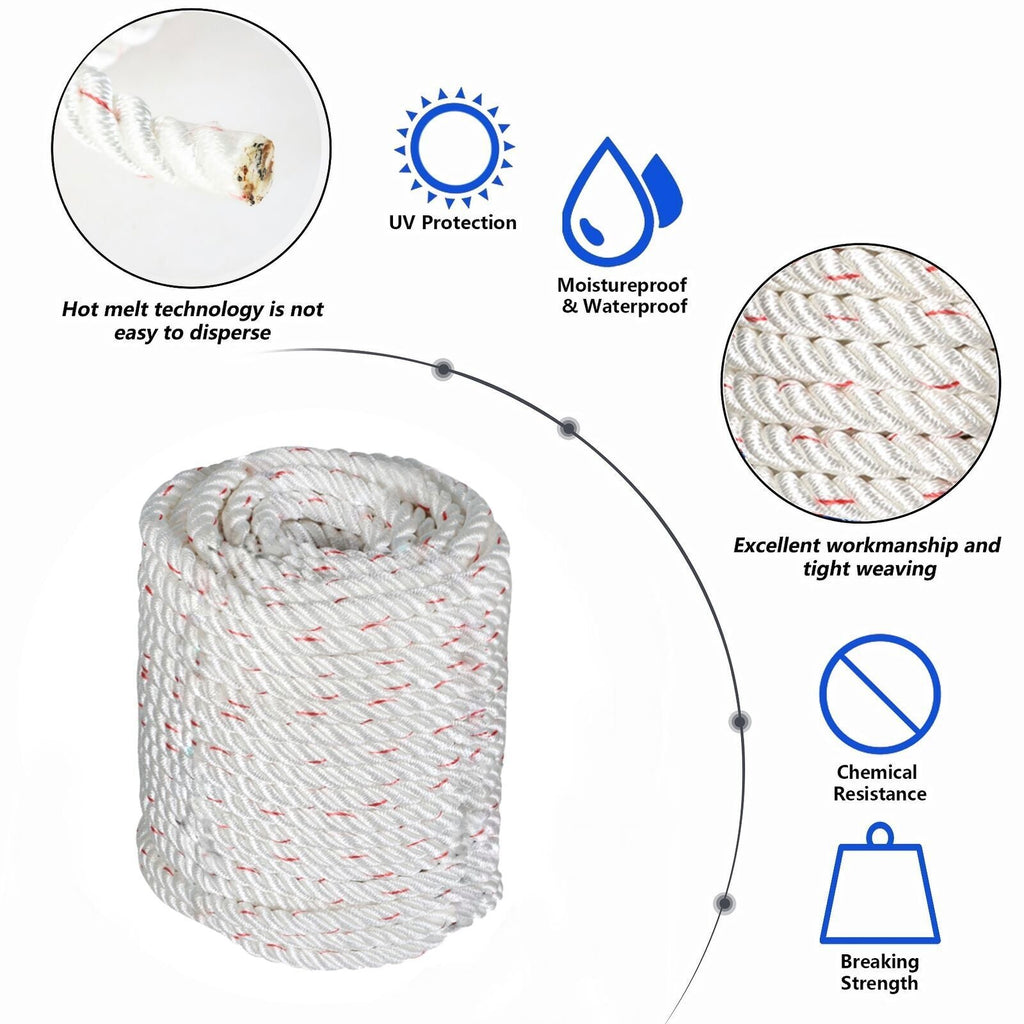 5850Lbs 1/2"×150' Double Braid Polyester Arborist Bull Rope Pulling Rigging Line