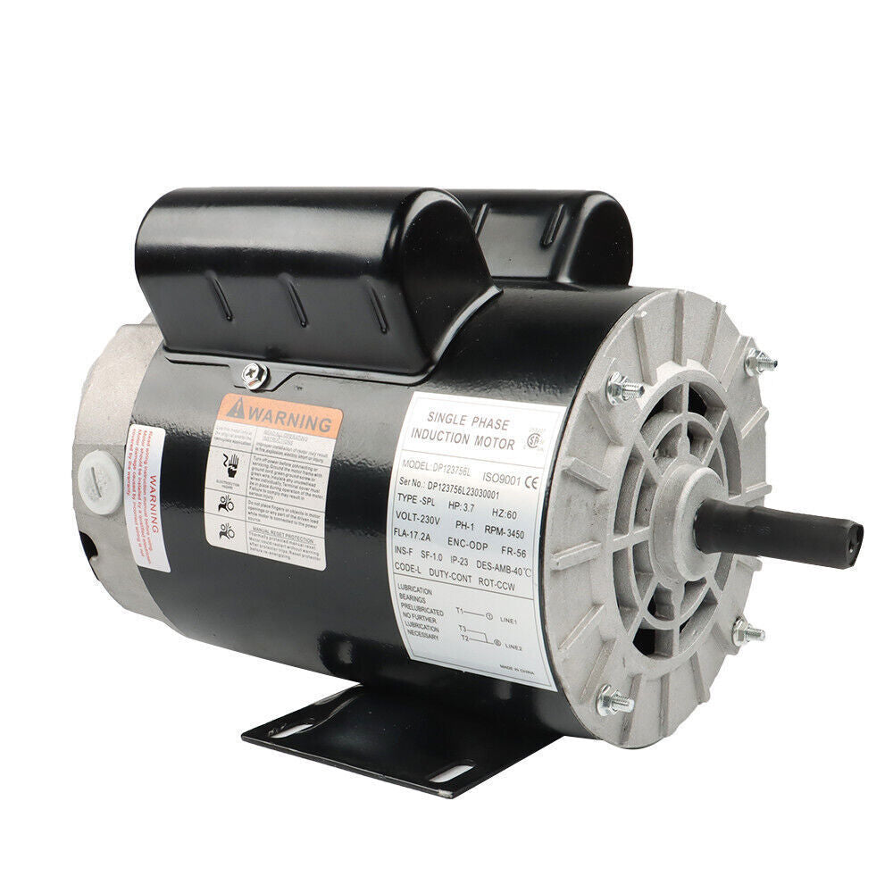 3.7HP 3450RPM Electric Motor Compressor Duty 56Frame 1 Phase 5/8" Shaft 230V New
