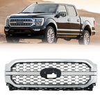 Front Upper Bumper Grill Grille For 2021-2023 Ford F-150 Silver&Chrome