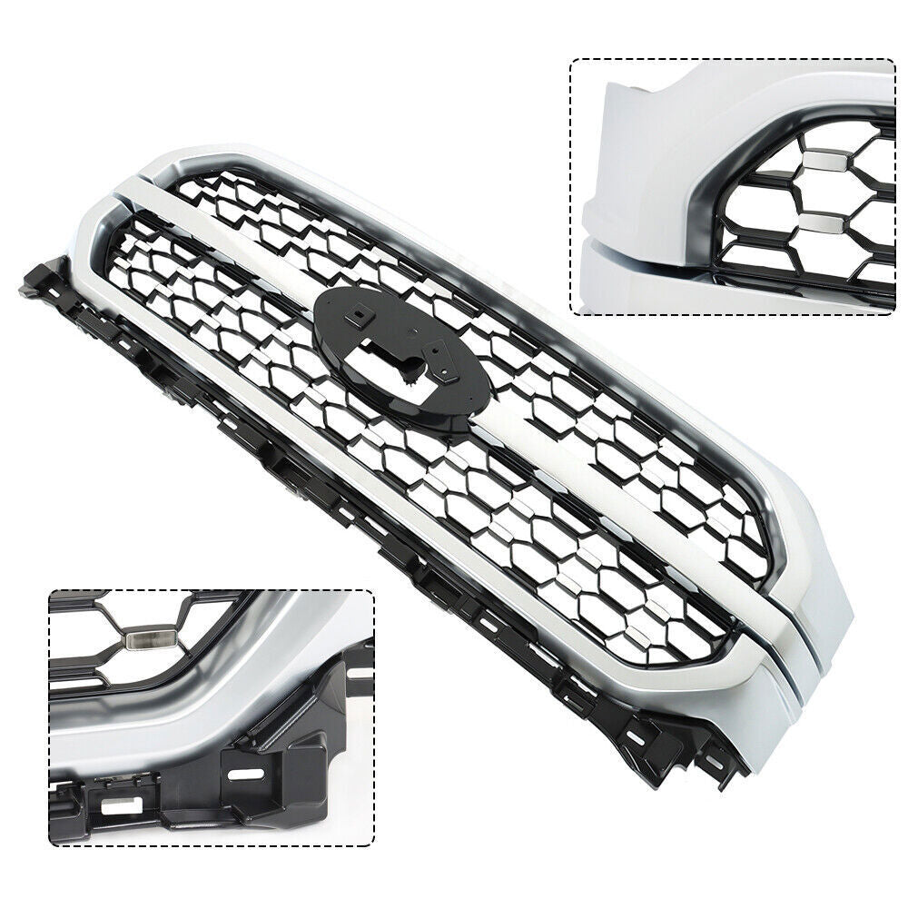 Front Upper Bumper Grill Grille For 2021-2023 Ford F-150 Silver&Chrome