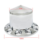 For Semi Truck Wheel Axle Covers Spiked Chrome Hub Cover Kit 33mm Front & Rear