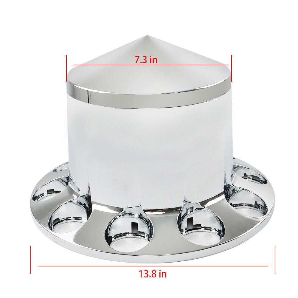 For Semi Truck Wheel Axle Covers Spiked Chrome Hub Cover Kit 33mm Front & Rear