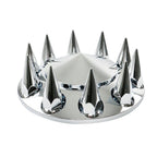 For Semi Truck Wheel Axle Covers Spiked Chrome Hub Cover Kit 33mm Front & Rear