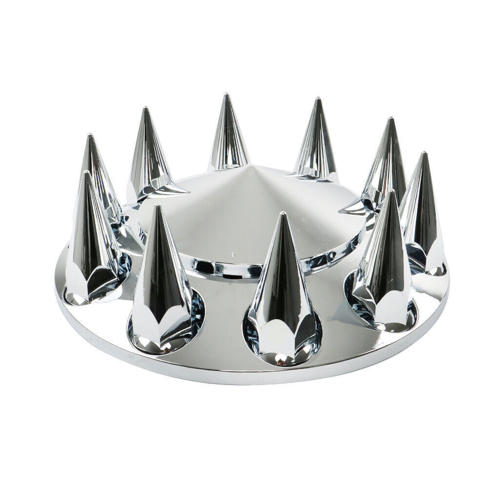 For Semi Truck Wheel Axle Covers Spiked Chrome Hub Cover Kit 33mm Front & Rear