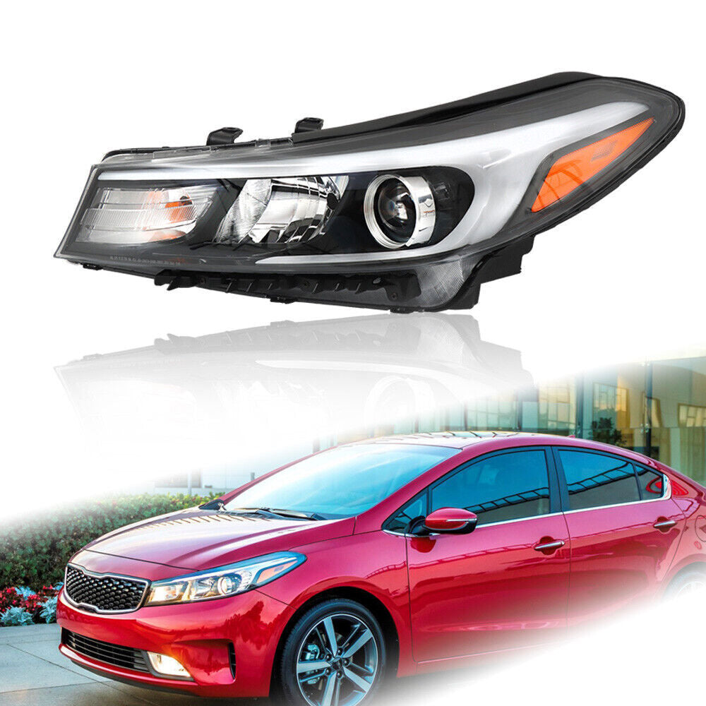Left Headlight Fit For 2017-2018 Kia Forte Forte5 Black Halogen W/o LED