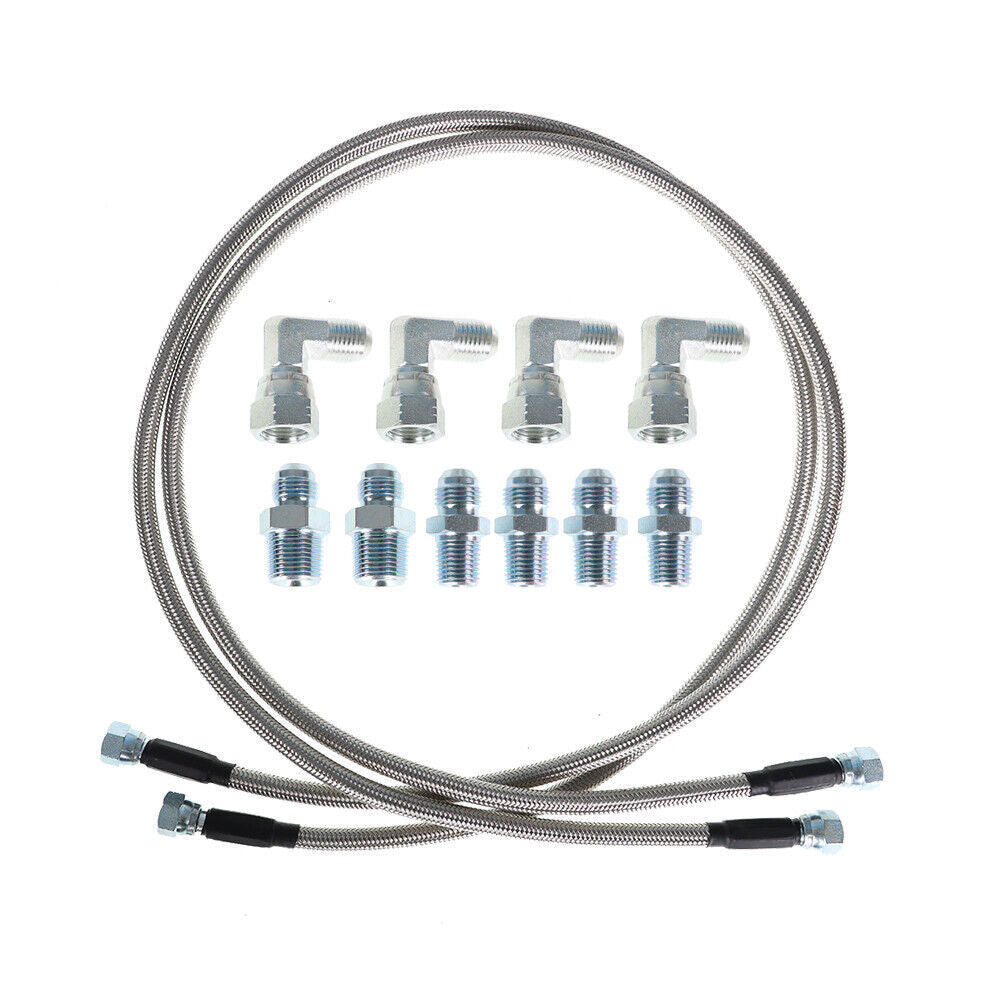 52" Length SS Braided Transmission Cooler Hoses For TH350 700R4 TH400