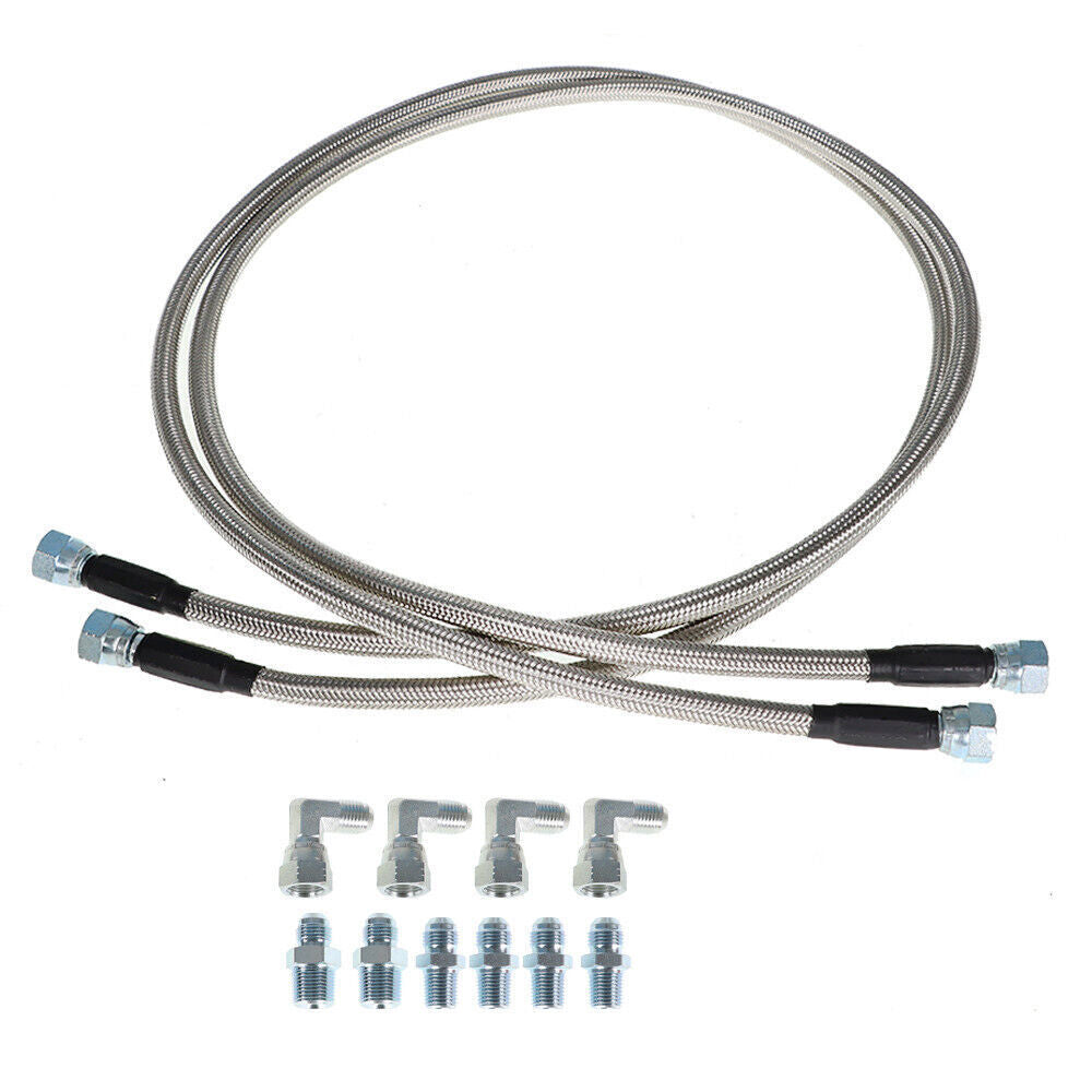 52" Length SS Braided Transmission Cooler Hoses For TH350 700R4 TH400
