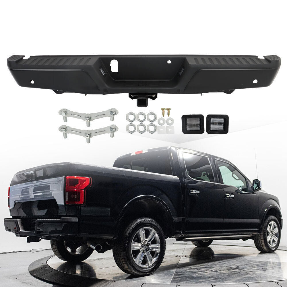 Rear Step Bumper Assembly For 2015-2020 Ford F-150 Black W/ Park & Tow