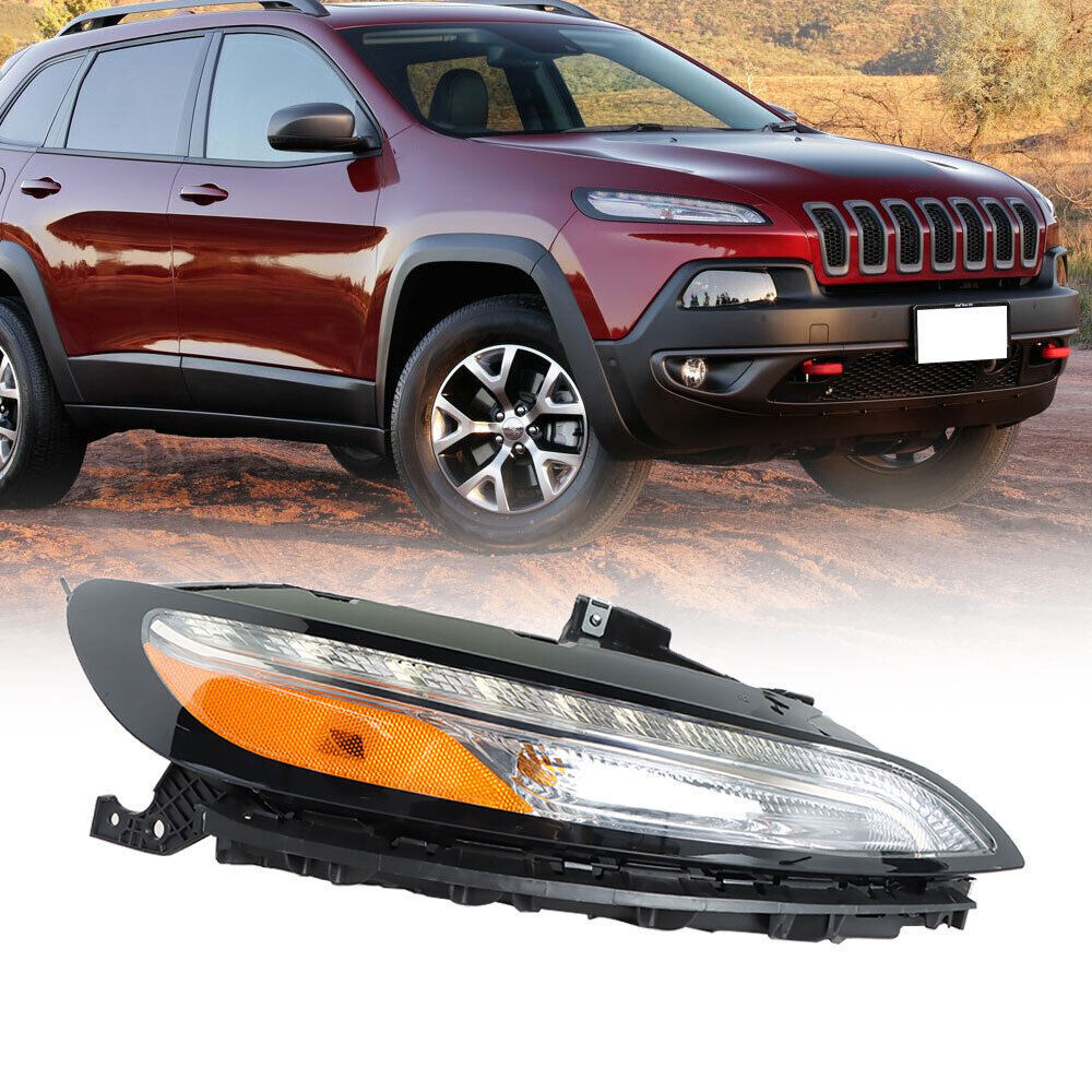 Right Side Headlight For 2014-18 Jeep Cherokee Halogen W/DRL And Ballast