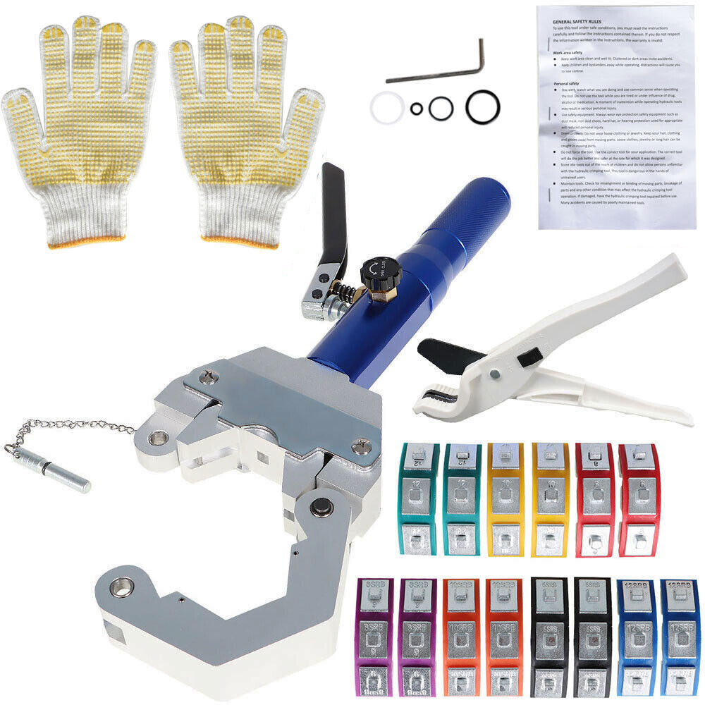 With 7 Dies Hydraulic Clamp A/C Set IG-71500 Crimping Tool A/C Hose Crimper New