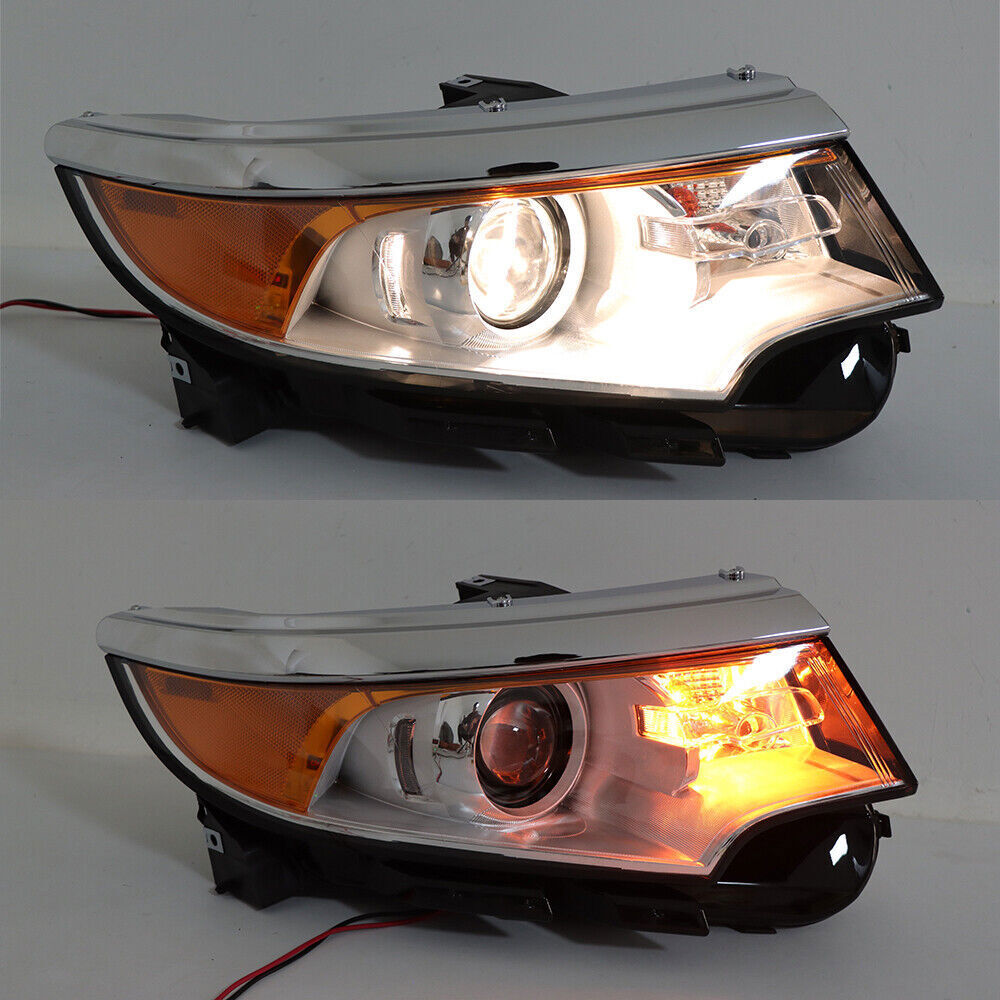 RH Side Headlight For 2011- 2014 Ford Edge Halogen Chrome Clear W/o DRL