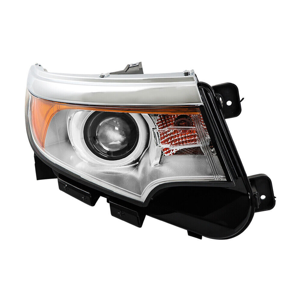 RH Side Headlight For 2011- 2014 Ford Edge Halogen Chrome Clear W/o DRL