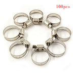 Adjustable 100 Pcs 3/4"-1"Stainless Steel Drive Hose Clamps Fuel Line Worm Clips