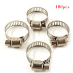 Adjustable 100 Pcs 3/4"-1"Stainless Steel Drive Hose Clamps Fuel Line Worm Clips