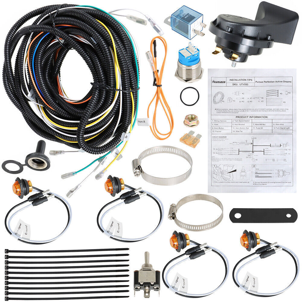 For John Deere Gator TE Pug & Play LED Turn Signal Light Kit w/Horn 2005-2015
