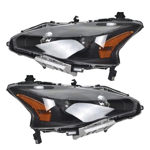 Right+Left Headlight For 2013-2015 Altima Nissan Sedan Black Housing