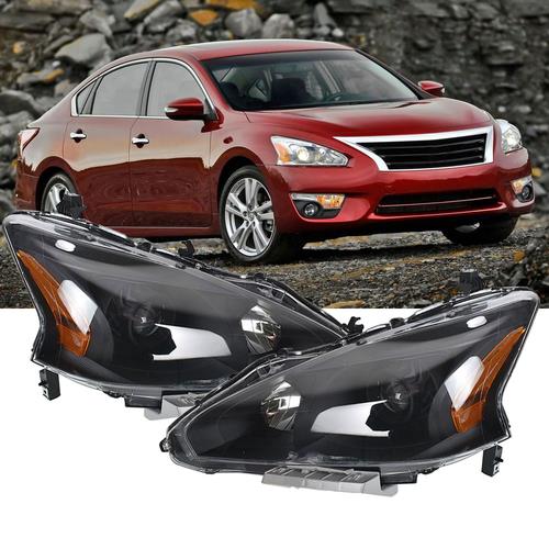 Right+Left Headlight For 2013-2015 Altima Nissan Sedan Black Housing
