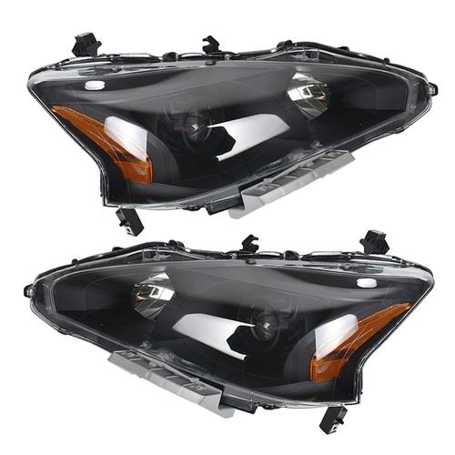 Right+Left Headlight For 2013-2015 Altima Nissan Sedan Black Housing