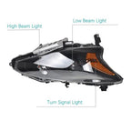 Right+Left Headlight For 2013-2015 Altima Nissan Sedan Black Housing