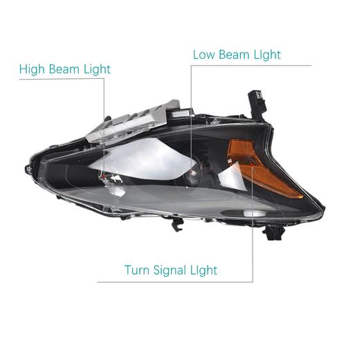 Right+Left Headlight For 2013-2015 Altima Nissan Sedan Black Housing