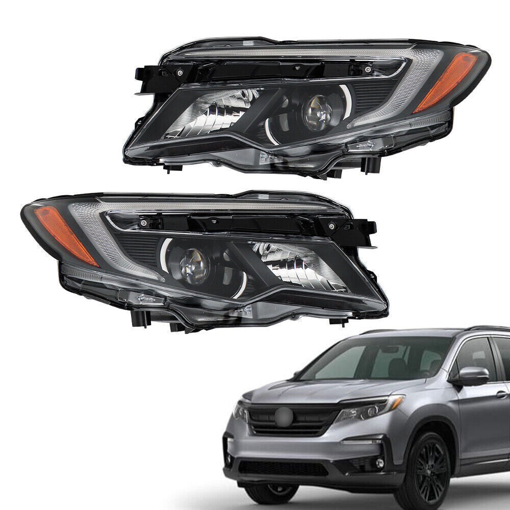 LH+RH W/LED Low Beam+DRL Headlight For 16-18 Pilot ELITE&19-21 Passport