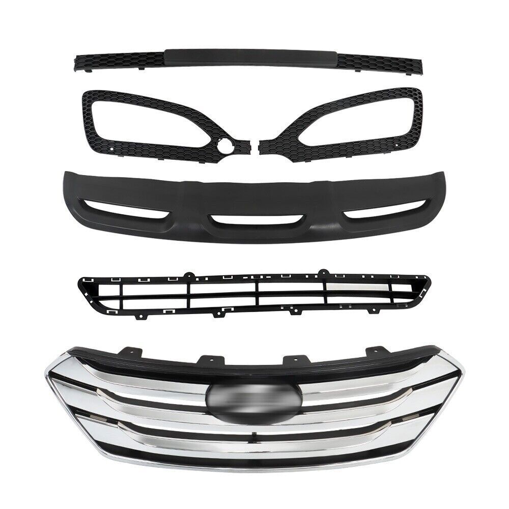 Front Grille+Fog Light Bezels For Hyundai Santa Fe Sport 2013-2016 5 Pcs