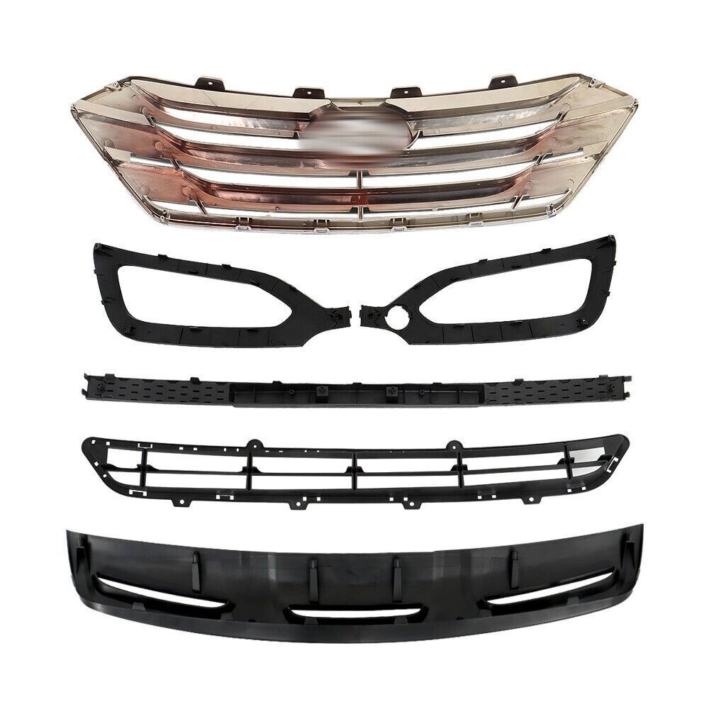 Front Grille+Fog Light Bezels For Hyundai Santa Fe Sport 2013-2016 5 Pcs