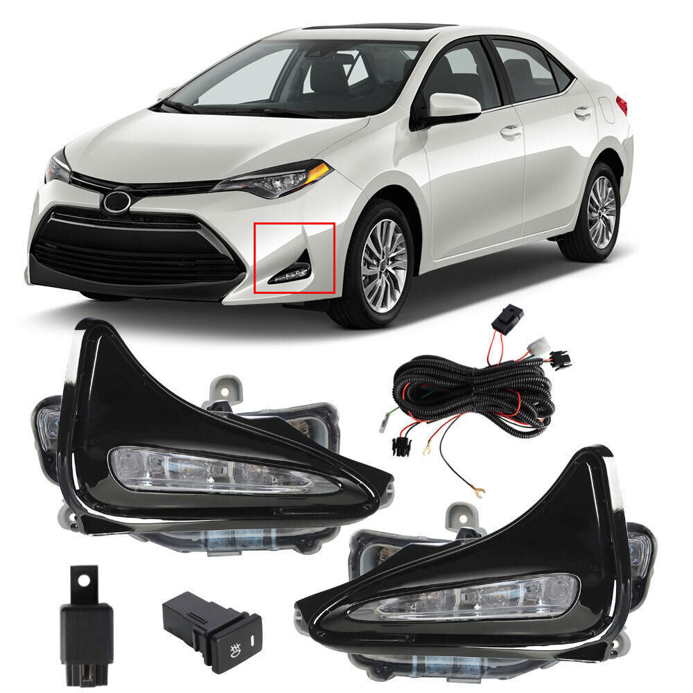 RH+LH LED Bumper Fog Lights Driving Lamps For 2017-2019 Toyota Corolla
