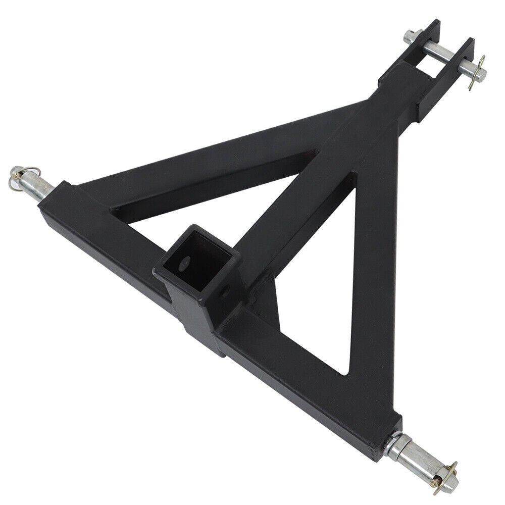 3 Point 2'' Black Trailer Receiver Hitch Tow Drawbar Category 1 Tractor Adapter