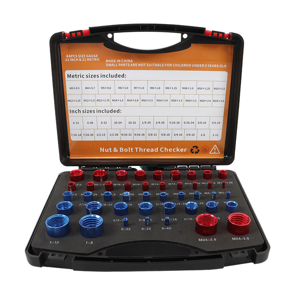 23 Inch & 21 Metric Nut Bolt Thread Checker Identifier Thread Gauge Box
