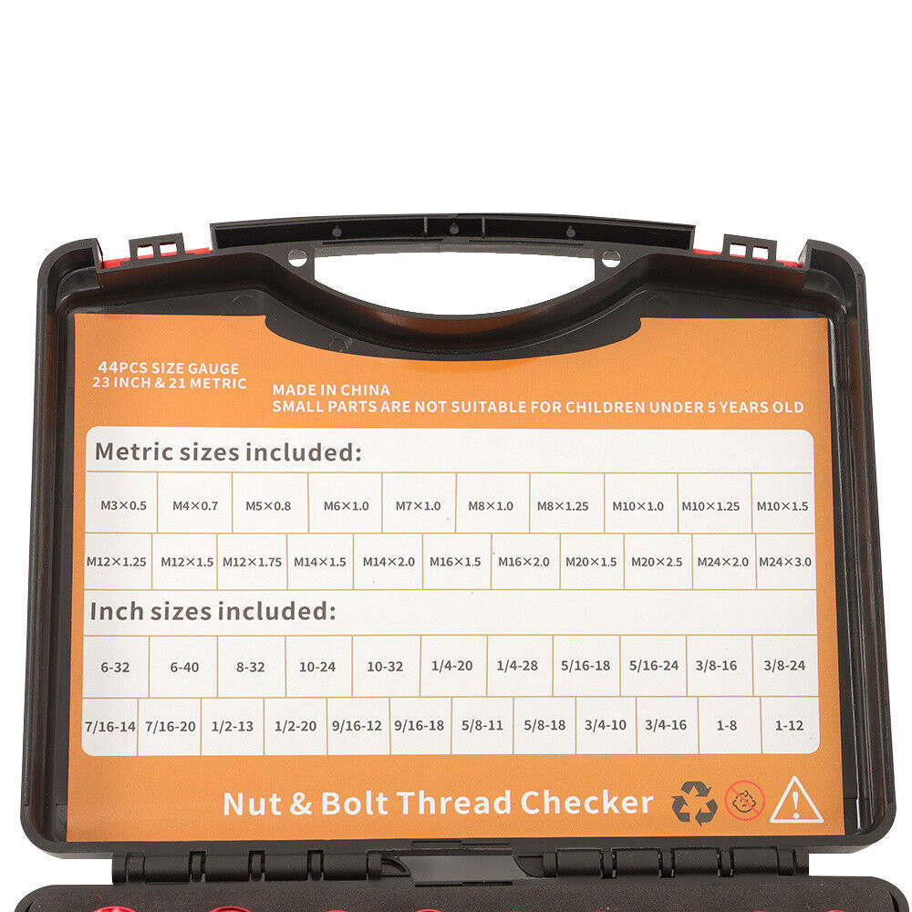 23 Inch & 21 Metric Nut Bolt Thread Checker Identifier Thread Gauge Box