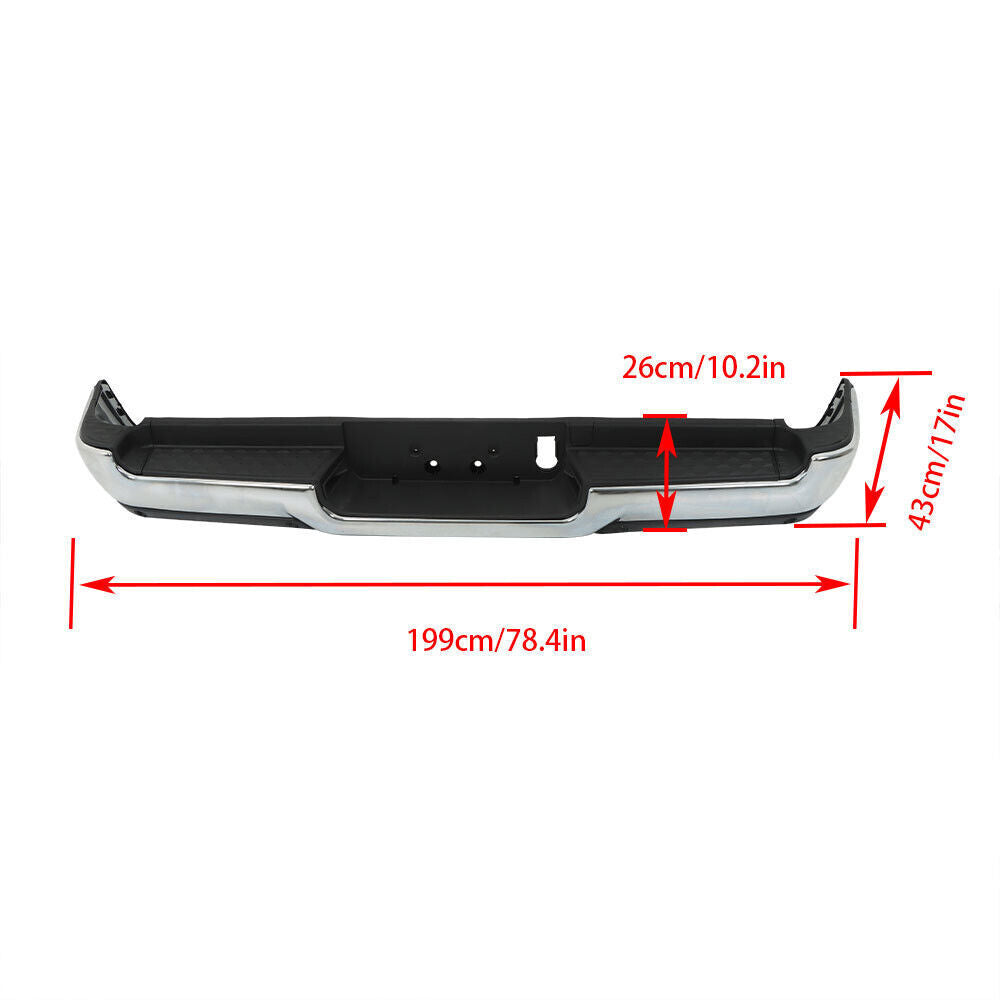Rear Bumper W/Sensor Hole For RAM 1500 2019-2023 W/O Dual Exhaust Chrome