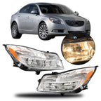 Left+Right Headlight For 2011-2013 Buick Regal Halogen Headlamp Chrome