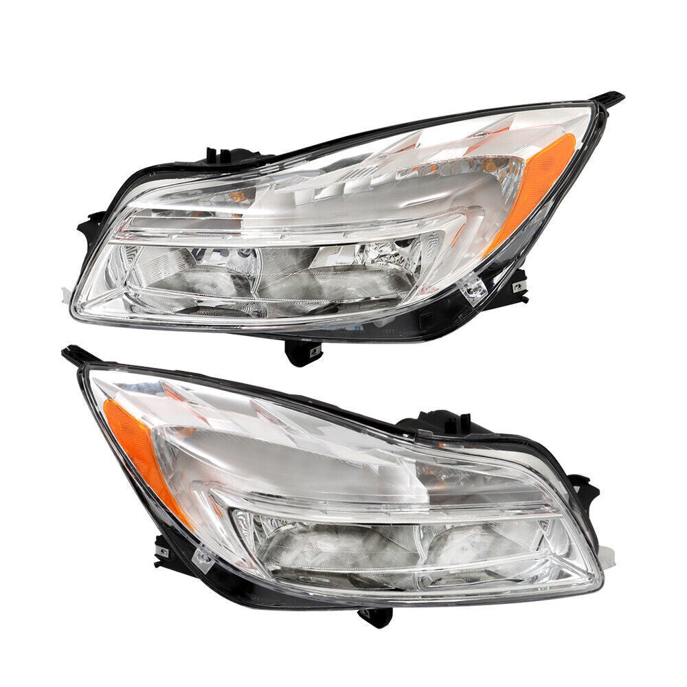 Left+Right Headlight For 2011-2013 Buick Regal Halogen Headlamp Chrome