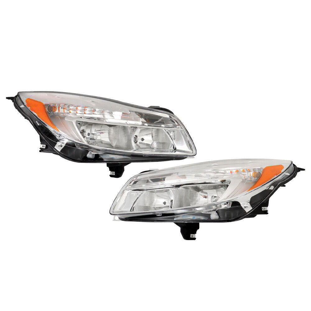 Left+Right Headlight For 2011-2013 Buick Regal Halogen Headlamp Chrome