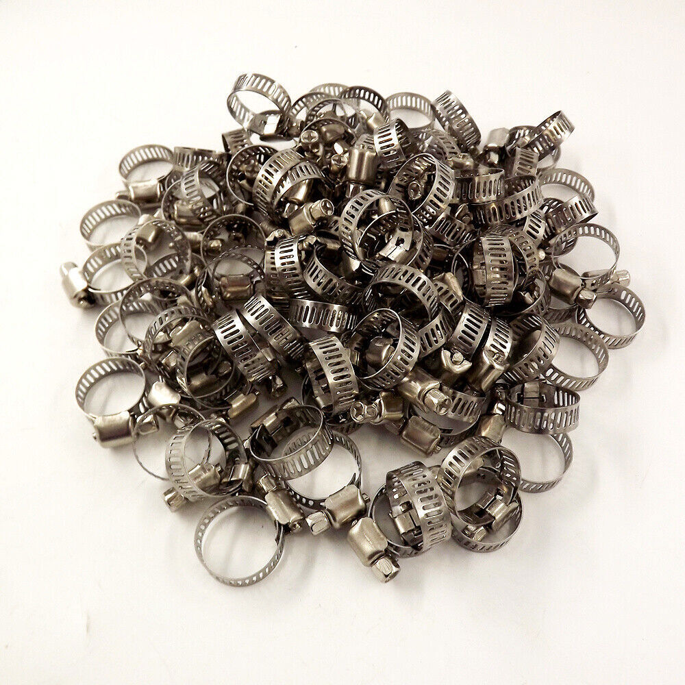 1/2"-3/4" 100 x Adjustable Stainless Steel Drive Hose Clamps Fuel Line Worm Clip