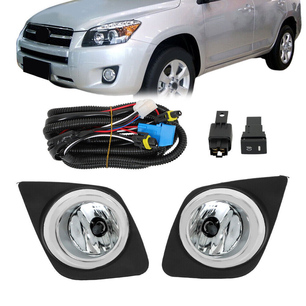 Bumper Chrome Fog Lights For 2009-2012 Toyota RAV4 w/ Wiring & Switch