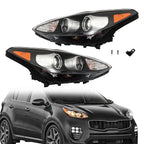 Left+Right Side Headlight For 2017-2019 Kia Sportage Halogen w/LED DRL