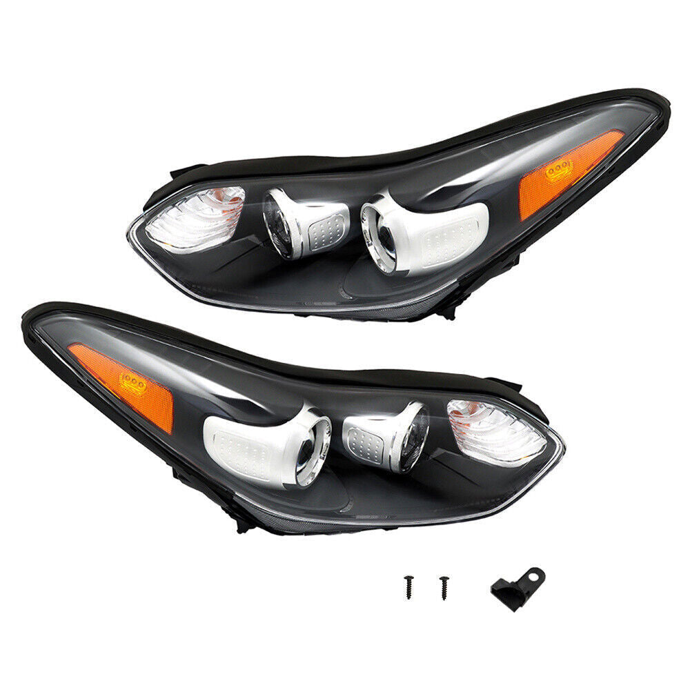 Left+Right Side Headlight For 2017-2019 Kia Sportage Halogen w/LED DRL