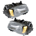 Right&Left Headlight For 2011-2014 Chrysler 300 Halogen Black Clear Lens
