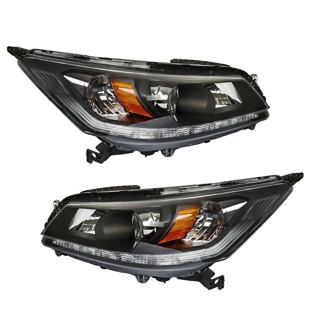 Right+Left Side Headlight For 2013-2015 Honda Accord [Halogen] W/LED DRL