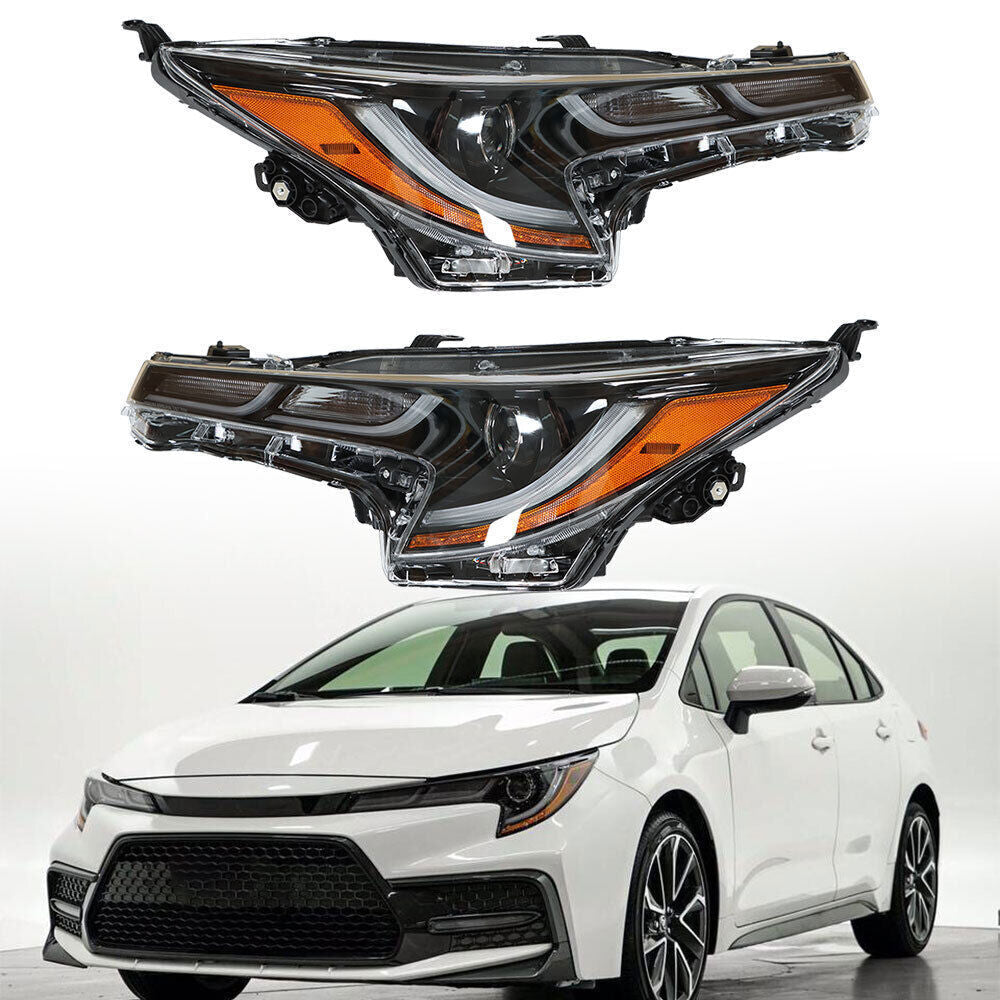 Left+Right Headlight For 2020-2021 Toyota Corolla SE XSE LED Black