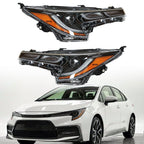 Left+Right Headlight For 2020-2021 Toyota Corolla SE XSE LED Black