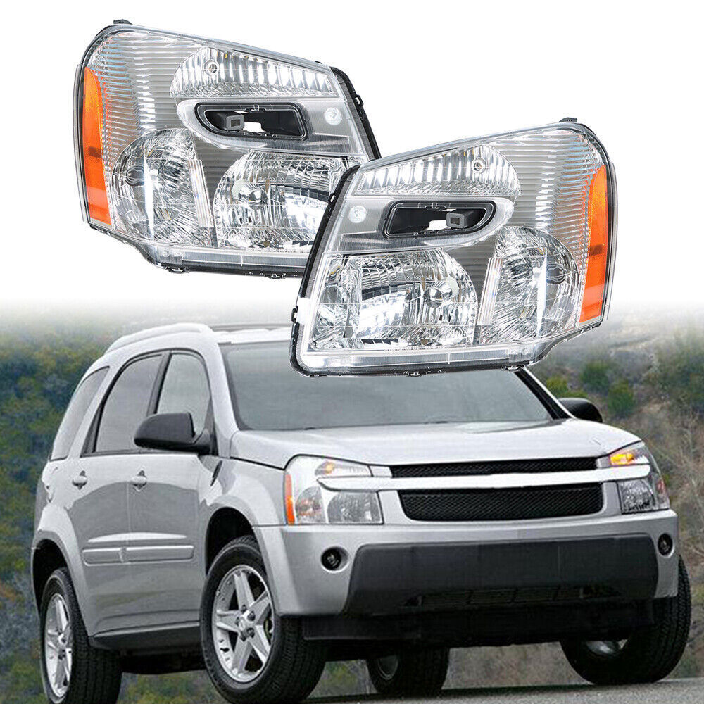 Right&Left Headlights For 2005-2009 Chevy Equinox Chrome Clear Projector